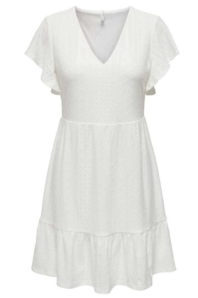 ONLSANDRA S/S V-NECK DRESS JRS 15289687 Cloud Dancer